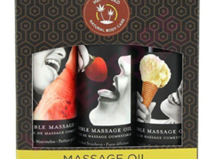 Earthly Body Edible Massage Oil Gift Set – 2 oz Watermelon, Strawberry & Vanilla