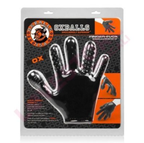 Finger Fuck Textured Glove Oxballs Black