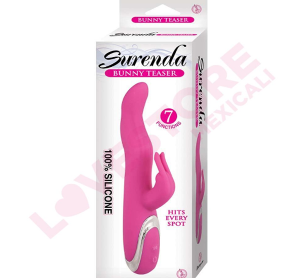 Surenda Bunny Teaser Silicone Rabbit Vibrator, 8.25″, Pink