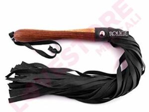 ROUGE GARMENTS Bondage Flogger with Wooden Handle, 23″ Tan/Black