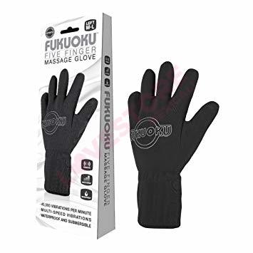 Fukuoku Black Left Hand Five Finger Vibrating Massage Glove