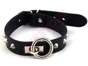 Rouge Garments O Ring Studded Collar ,One Size,Black