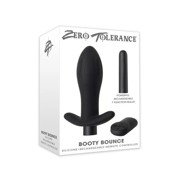 Zero Tolerance Booty Bounce Remote Controlled Silicone Vibrating Butt Plug, 4.75″, Black