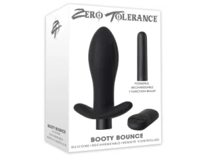 Zero Tolerance Booty Bounce Remote Controlled Silicone Vibrating Butt Plug, 4.75″, Black