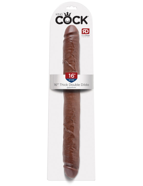 King Cock Thick Double Dildo-Brown 16″