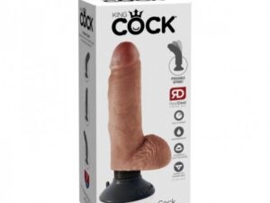 King Cock Vibrating Cock with Balls-Tan 7″