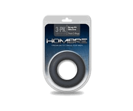 HOMBRE SNUG FIT PACK DE 3 ANILLOS SILICONA GRUESOS - NEGRO
