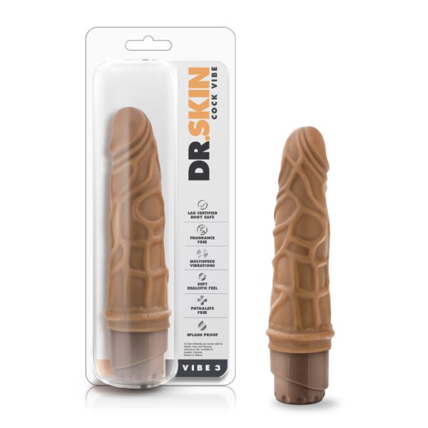 Dr. Skin – Cock Vibe 3 – 7.25 inch vibrating cock – Mocha