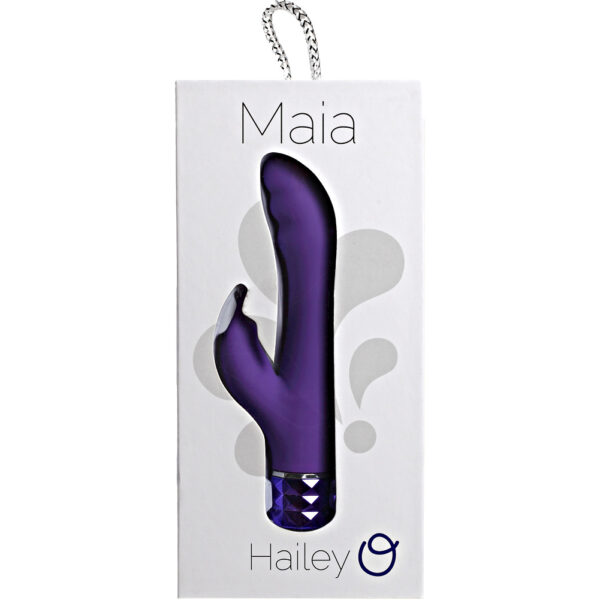 Maia Hailey Rechargeable Silicone Rabbit Vibrator, 6″, Neon Purple by Maia Toys