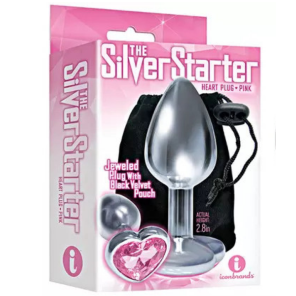 The 9’s, Silver Starter Heart Bejeweled – Pink Heart