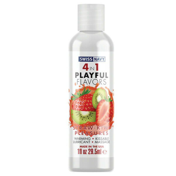 Swiss Navy 4-in-1 Playful Flavors - Strawberry Kiwi Pleasures - 1 Fl. Oz.