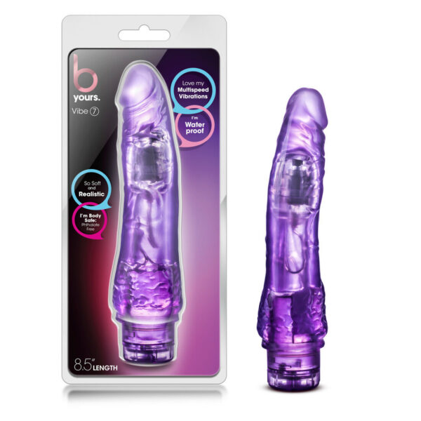 B Yours Vibe 7 Vibrating Dildo 8.5in – Purple