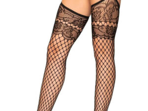 Garter Belt Lace Top Fishnets – Black – One Size Garter Belt Lace Top Fishnets - Black - One Size