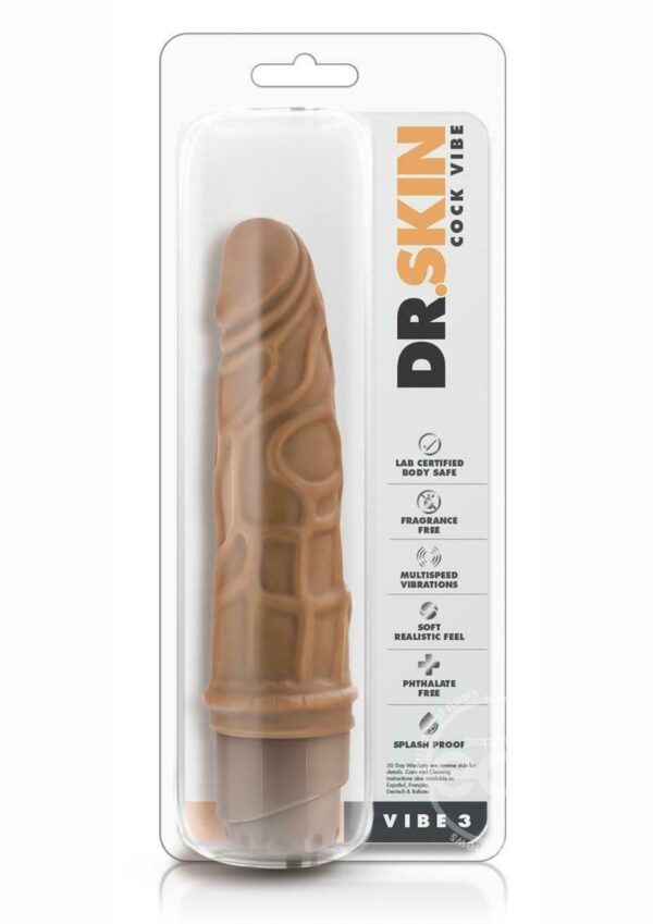 Dr. Skin Cock Vibe 3 Vibrating Dildo 7.25in – Caramel