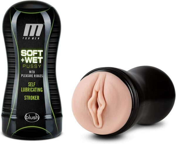 M for Men – Soft and Wet – Pussy with Pleasure Ridges – Self Lubricating Stroker Cup – Vanilla