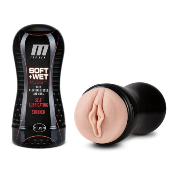 M for Men – Soft and Wet – Pussy with Pleasure Ridges and Orbs – Self Lubricating Stroker Cup – Vanilla