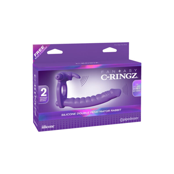Fantasy C-Ringz Silicone Double Penetrator Rabbit • Purple