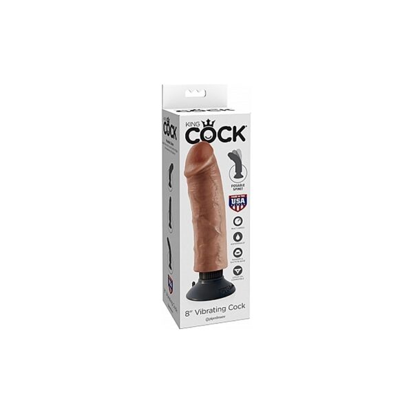 King Cock 8″ Vibrating Cock – Tan