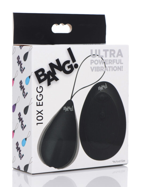 BG 10X Vibrating Silicone Egg with Remote Control - Black Control