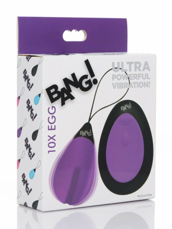 Bang!10X Silicone Vibrating Egg – Purple Remote Control Massager Rechargeable