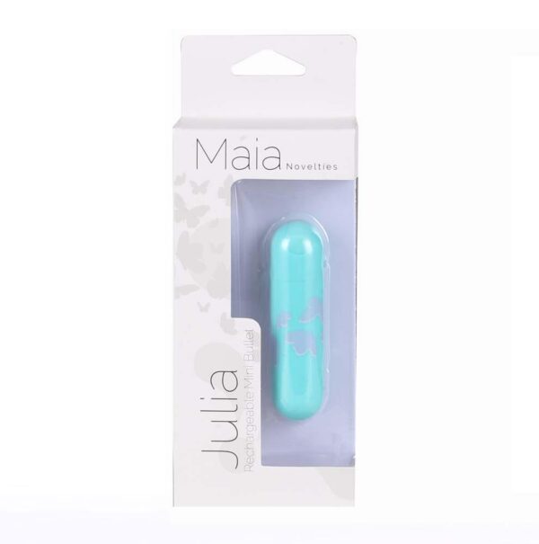 JULIA USB Rechargeable Butterfly Print Super Charged Mini Bullet Teal Blue