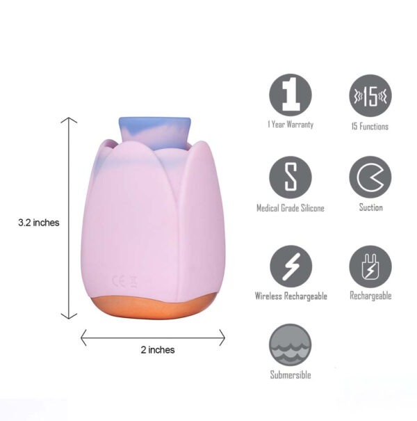 TULIP 15-Function Suction Vibrator with Wireless Charging