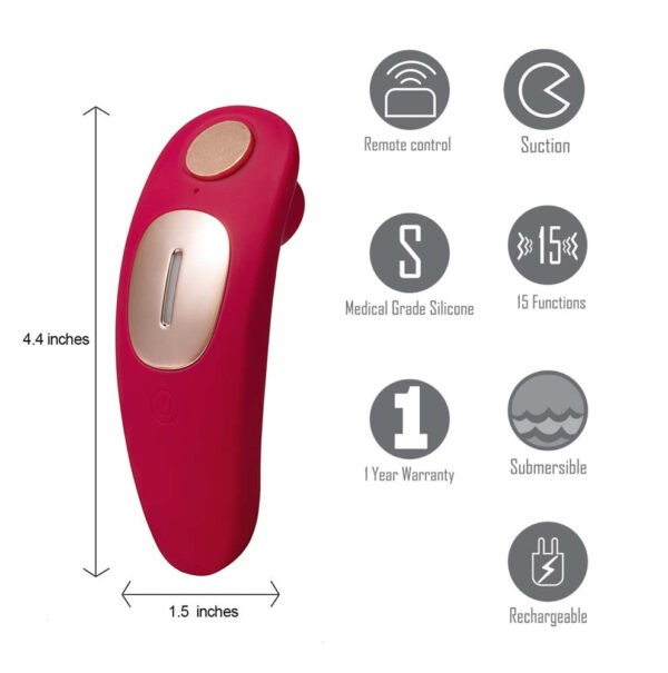 REMI 15-FUNCTION RECHARGEABLE REMOTE CONTROL SUCTION PANTY VIBE