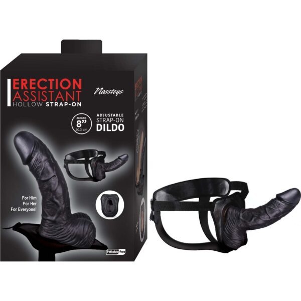 ERECTION ASSISTANT HOLLOW STRAP-ON 8″-BLACK