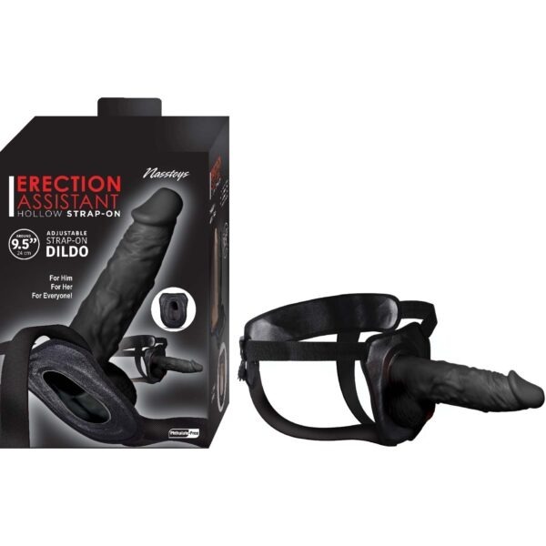 Erection Assistant Hollow Strap-On, 9.5 Inch, Black