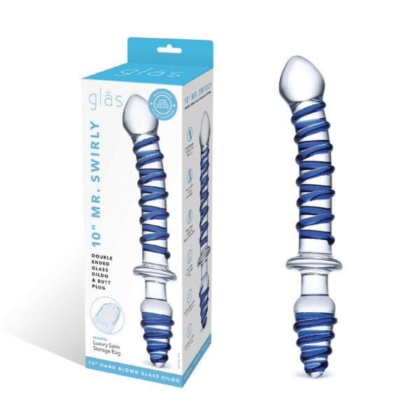 10″ Mr. Swirly Double Ended Glass Dildo & Butt Plug