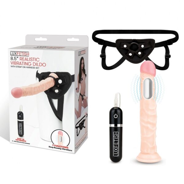 8.5″ Realistic Vibrating Dildo & Strap-on Harness Set