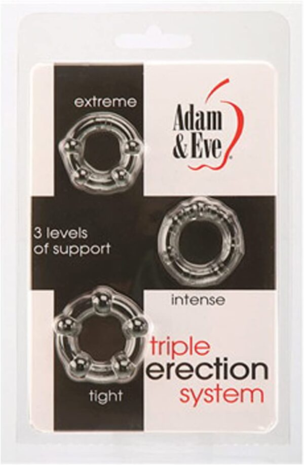 Adam & Eve Triple Erection System Cockring Set 3 E
