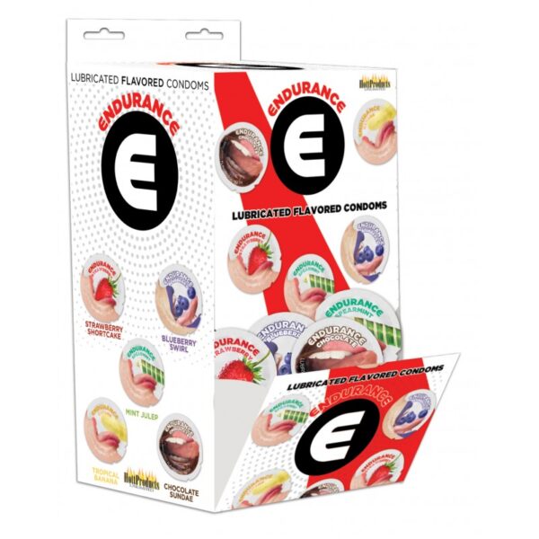 ENDURANCE CONDOMS ASSORTED FLAVORS WALL MOUNT (VENTA INDIVIDUAL)