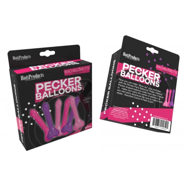 PECKER BALLOONS ASSORTED COLORS/6PC BOX