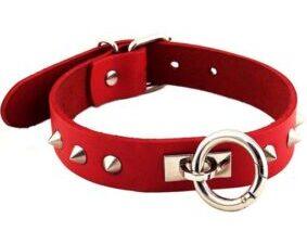 Garments Red Studded ORing Studded Collar