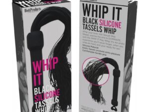 WHIP IT- BLACK PLEASURE WHIP WITH TASSELS.