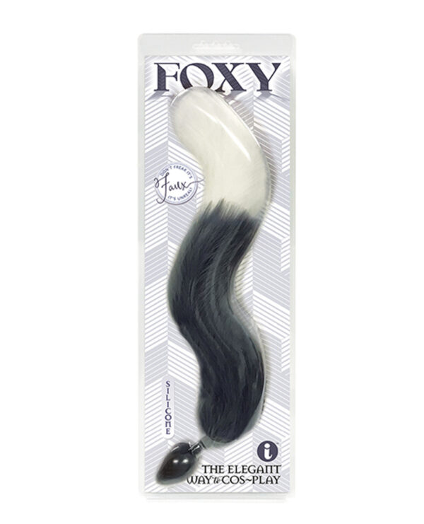 Foxy, Fox Tail Silicone Butt Plug, Grey