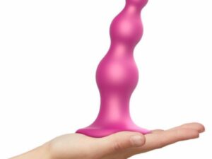 Dildo plug beads metallic raspberry pink - l