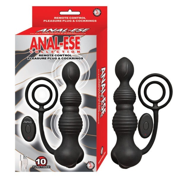 ANAL-ESE REMOTE CONTROL PLEASURE PLUG & COCKRINGS