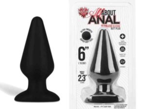 Seamless Silicone Butt Plug 6" - Black