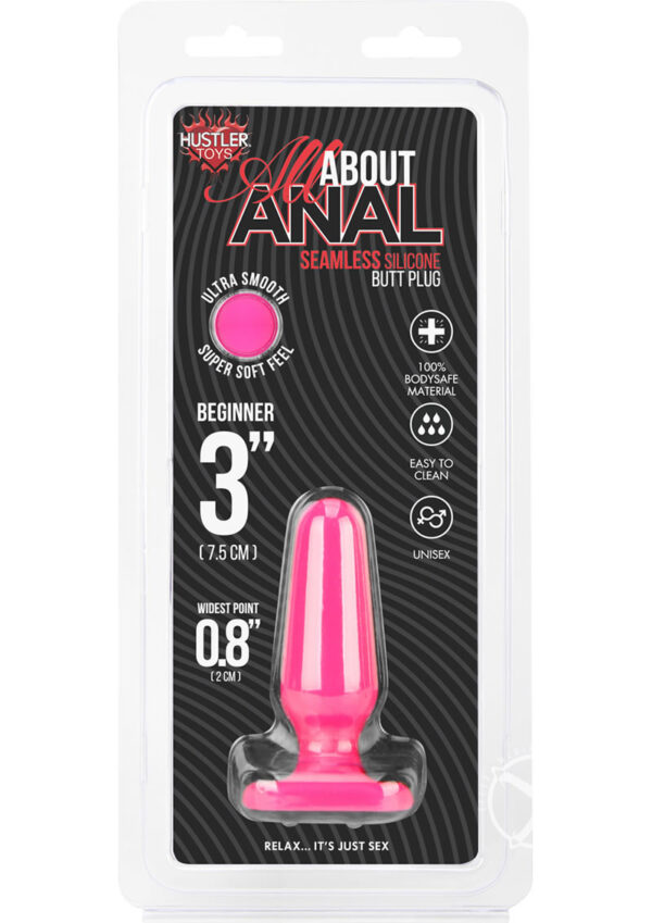 Seamless Silicone Butt Plug 3″ – Hot Pink