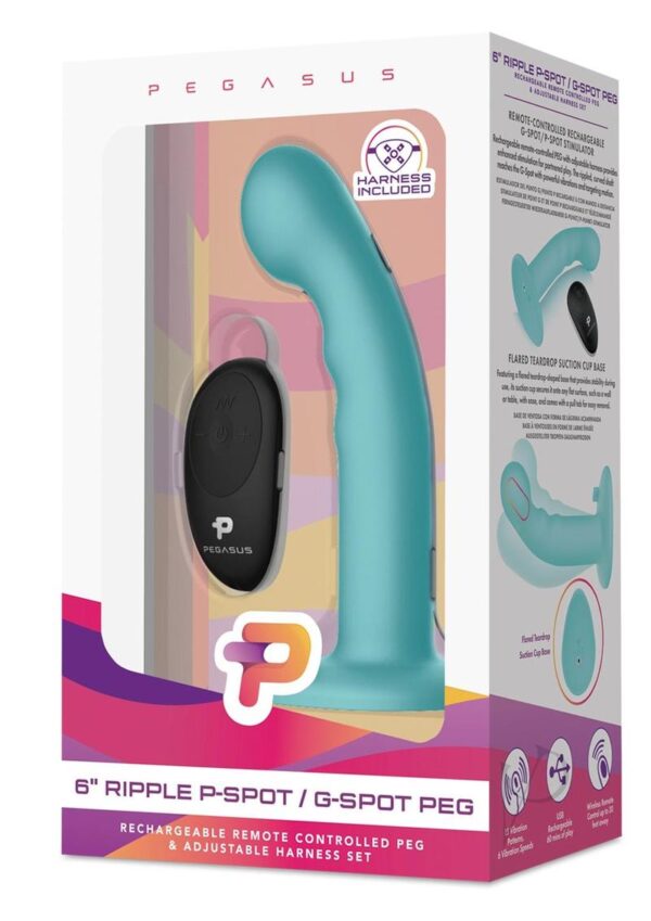 6” Remote Control Ripple P-Spot G-Spot Silicone Peg with Harness included