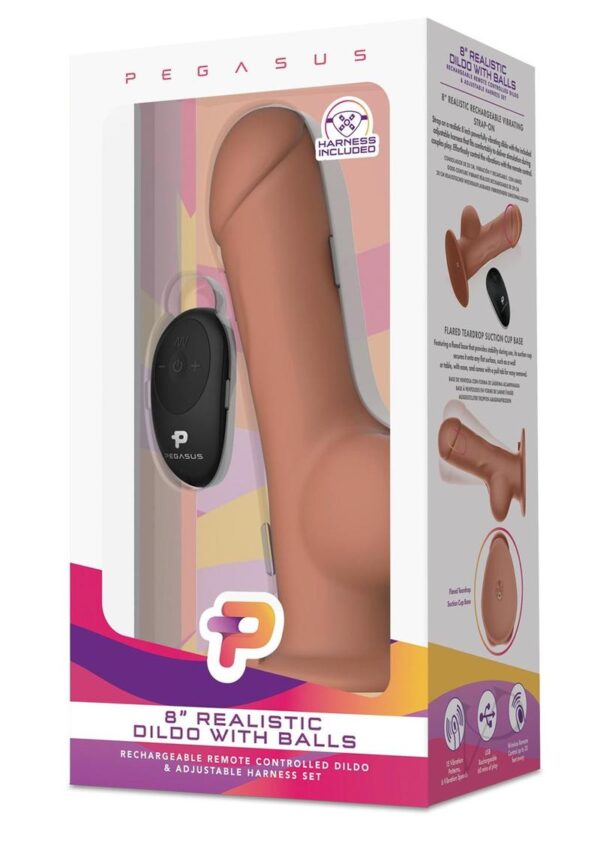 8” Remote Control Realistic Silicone dildo with balls and Harness included