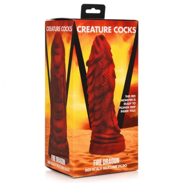 CC Fire Dragon Red Scaly Silicone Dildo