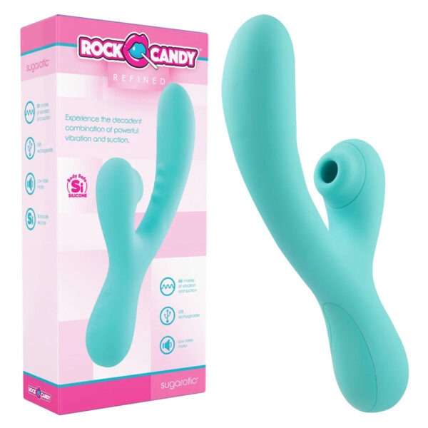 Sugarotic Rechargeable Silicone Dual Stimulated Rabbit Vibrator – Blue