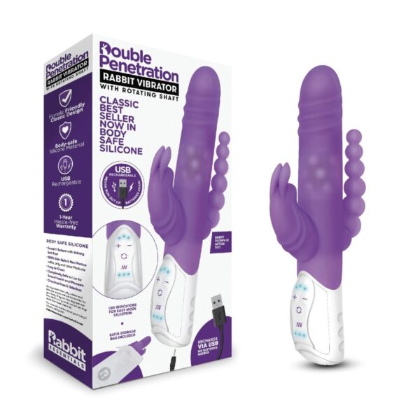 RR Rechargeable Double Penetration Rabbit – Purple