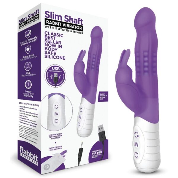 RR Rechargeable Slim Shaft Rabbit – Purple