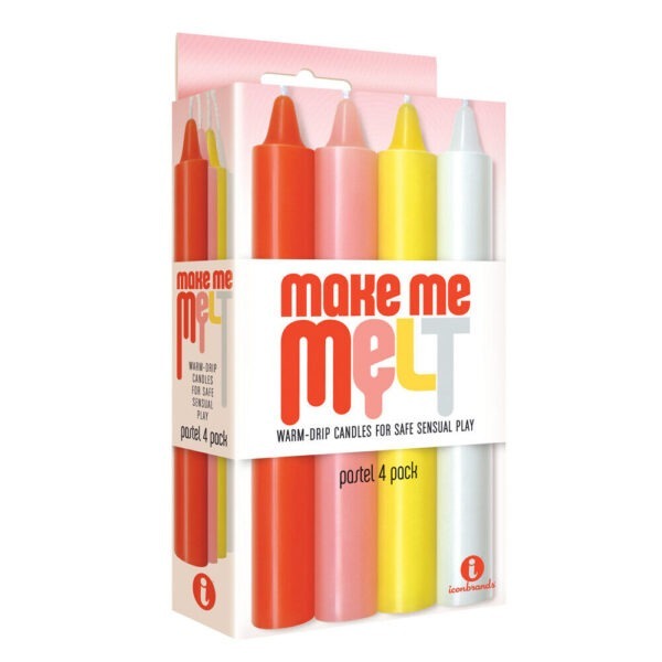 The 9's, Make Me Melt Sensual Warm-Drip Candles, 4 Pack, Pastel