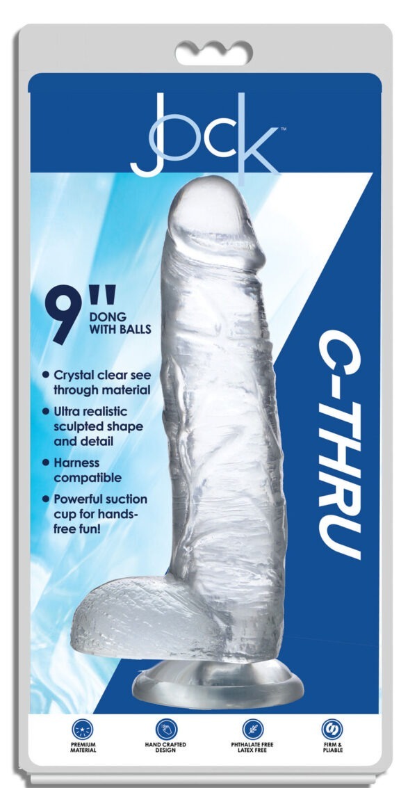 JOCK C – THRU 9″ Clear TPE dildo