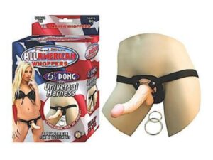 All American Whoppers 6 1/2" Dong W/Universal Harness